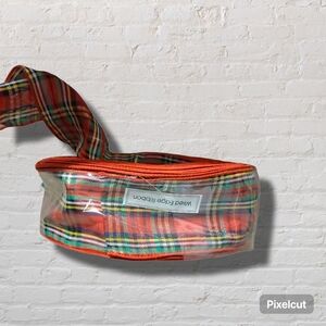 Wired Edge Plaid Ribbon - Red Multi